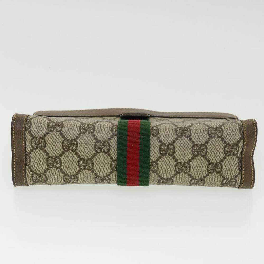 GUCCI GG Canvas Web Sherry Line Clutch Bag Beige Red Green - Picture 6 of 16